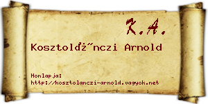 Kosztolánczi Arnold névjegykártya